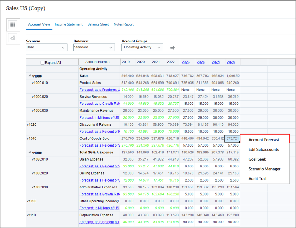 Select Account Forecast